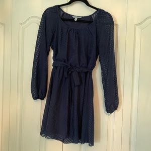 Speechless Navy Blue chevron dress with tie
